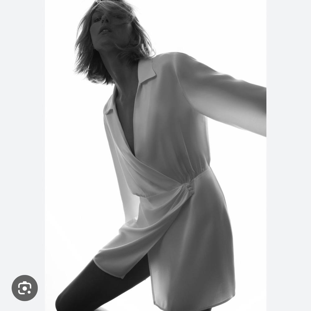 NWT White Zara Satin Dress - Picture 2 of 4